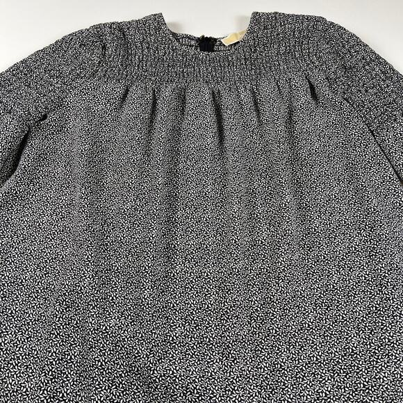 Michael Kors Georgette Smocked Bell Sleeve Floral Print Peasant Blouse Size M - Picture 1 of 14